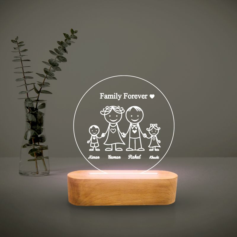 Personalized Name Led Lamp | Family Member Engraved Lamp | Gift for Mom & Dad | Home Decor Light (Multicolored Light)